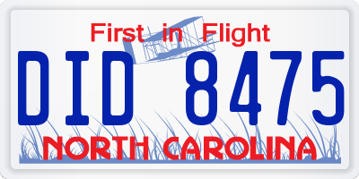 NC license plate DID8475