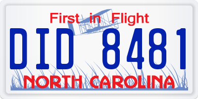 NC license plate DID8481