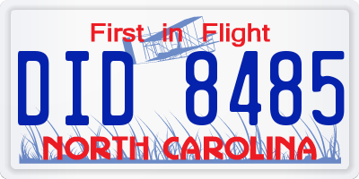 NC license plate DID8485