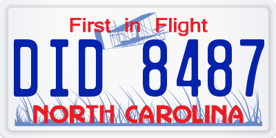 NC license plate DID8487