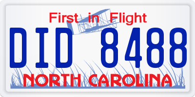 NC license plate DID8488