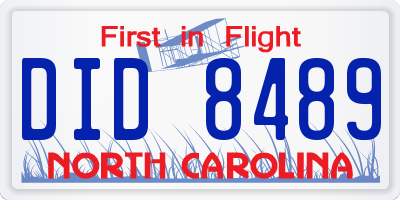 NC license plate DID8489