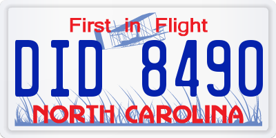 NC license plate DID8490