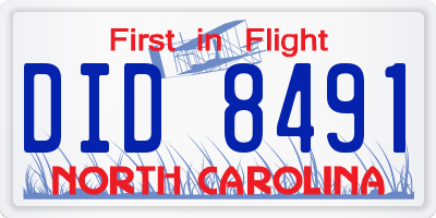 NC license plate DID8491