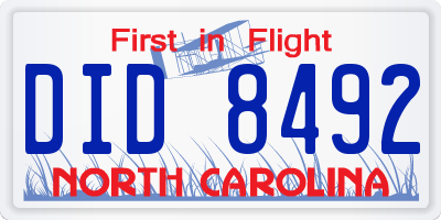 NC license plate DID8492