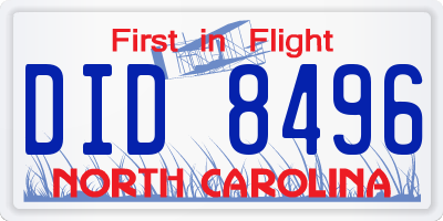 NC license plate DID8496