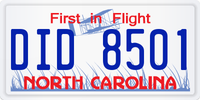 NC license plate DID8501