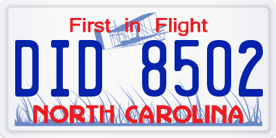 NC license plate DID8502