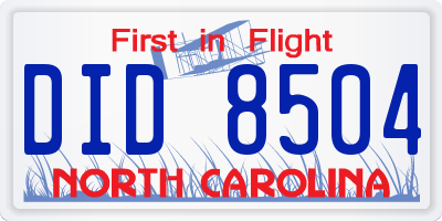 NC license plate DID8504