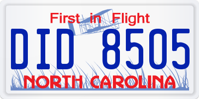 NC license plate DID8505