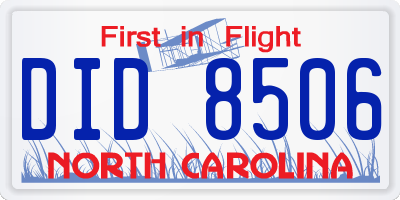 NC license plate DID8506