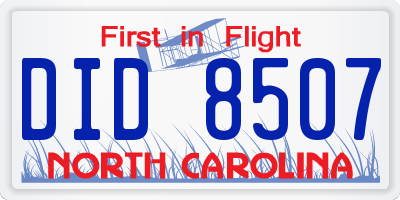 NC license plate DID8507