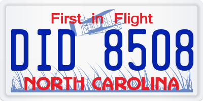 NC license plate DID8508