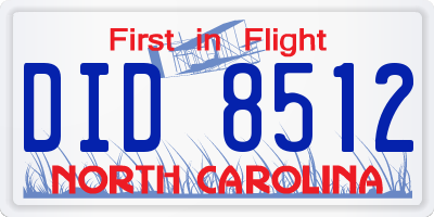 NC license plate DID8512