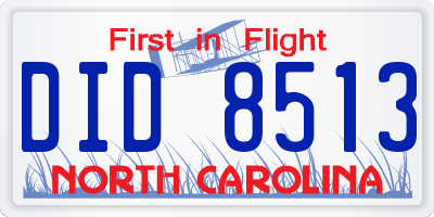 NC license plate DID8513