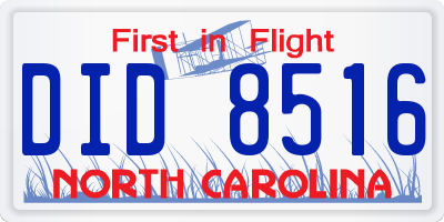 NC license plate DID8516