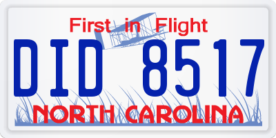 NC license plate DID8517