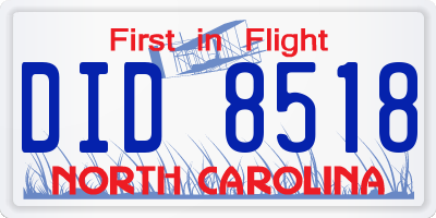 NC license plate DID8518
