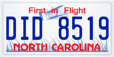 NC license plate DID8519
