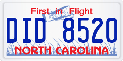 NC license plate DID8520