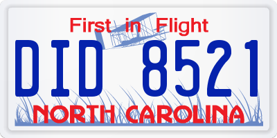 NC license plate DID8521