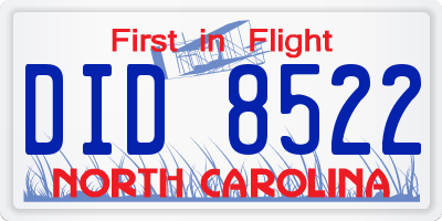 NC license plate DID8522