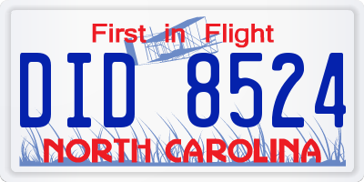 NC license plate DID8524