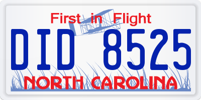 NC license plate DID8525