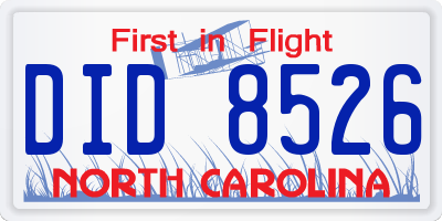 NC license plate DID8526