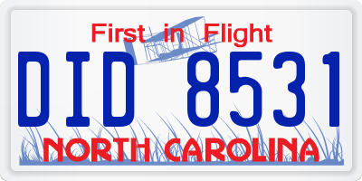 NC license plate DID8531
