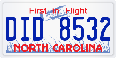 NC license plate DID8532