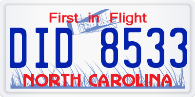 NC license plate DID8533