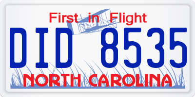NC license plate DID8535