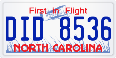 NC license plate DID8536