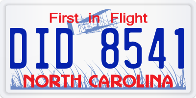 NC license plate DID8541