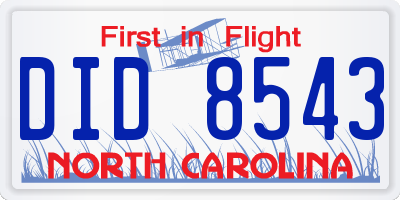 NC license plate DID8543