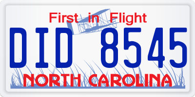 NC license plate DID8545