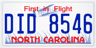 NC license plate DID8546