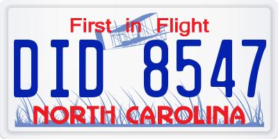 NC license plate DID8547