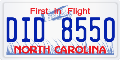 NC license plate DID8550