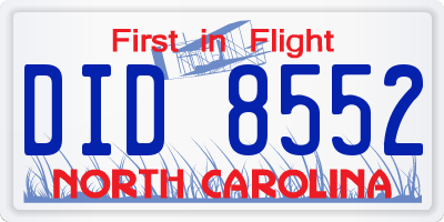 NC license plate DID8552