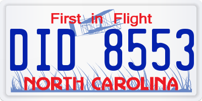 NC license plate DID8553