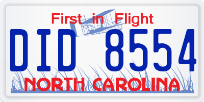 NC license plate DID8554
