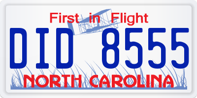 NC license plate DID8555