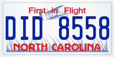NC license plate DID8558