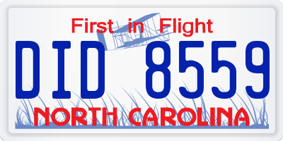 NC license plate DID8559