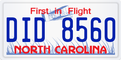 NC license plate DID8560