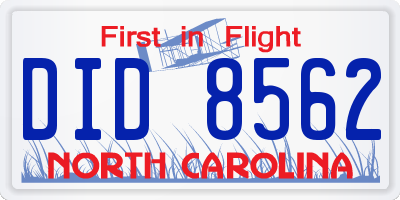 NC license plate DID8562