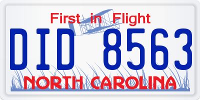NC license plate DID8563