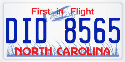 NC license plate DID8565